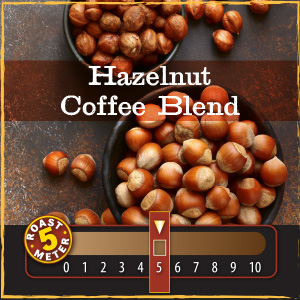 <strong>Hazelnut Coffee Blend</strong><br />
Creamy, smooth and sweet, with a hint of vanilla and the rich flavor of warm roasted nuts, this coffee has an unforgettable taste and aroma.